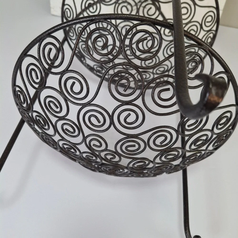 Ornate Scroll Two Tier Metal Serving Stand Dessert Fruit Display‎